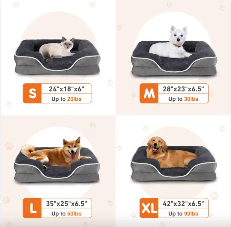 Orthopedic memory foam pet bed for small dogs and cats