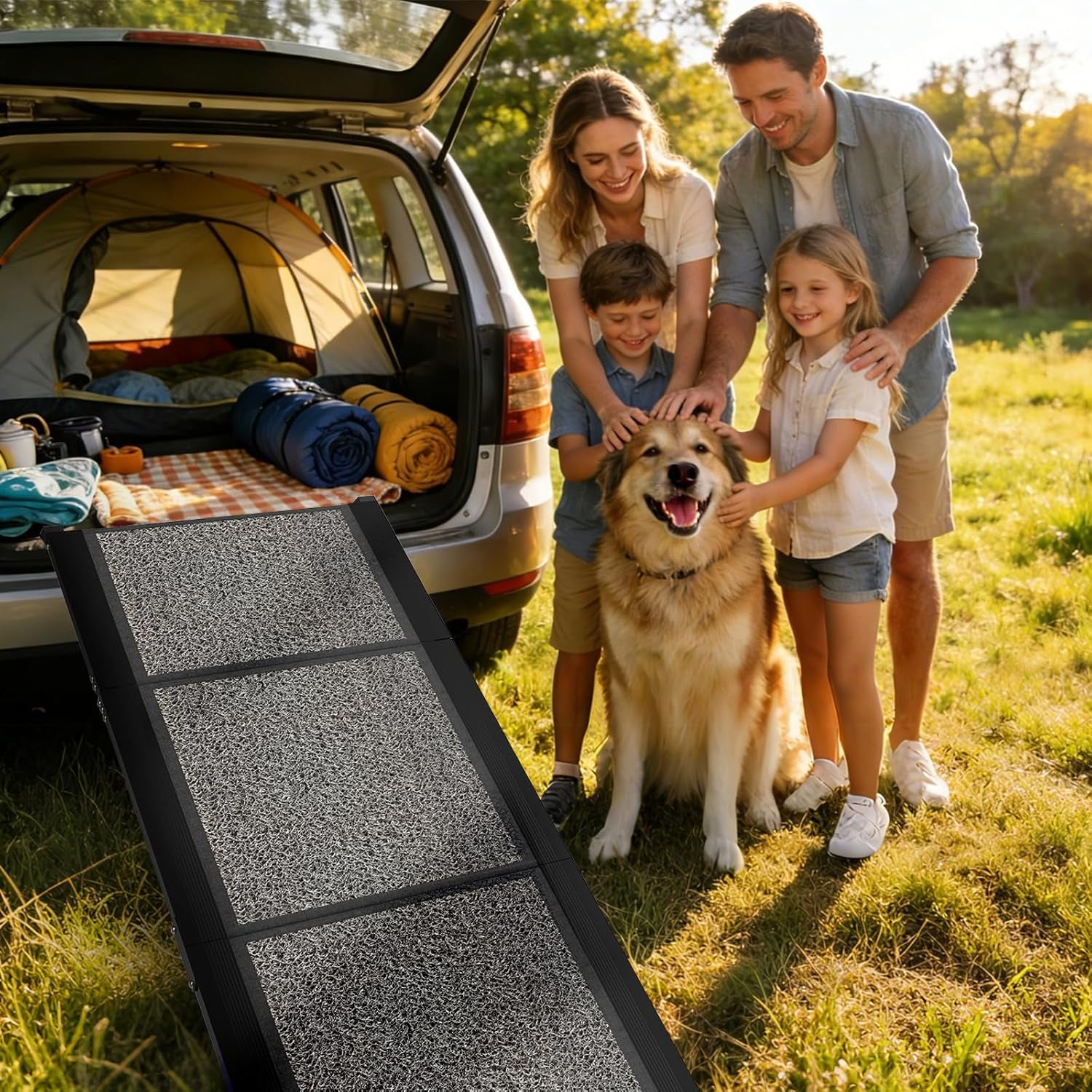 Dog Ramp for Car 71" X 20", Folding Pet Ramp for Large Dogs with Non-Slip Rug Surface, Portable Dog Car Ramp for SUV Car & Truck