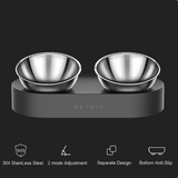 Adjustable elevated pet feeding bowls for dogs and cats