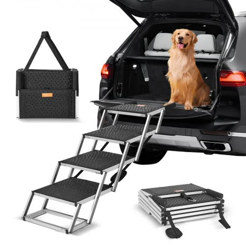VEVOR 4-step folding dog car stairs, non-slip aluminum